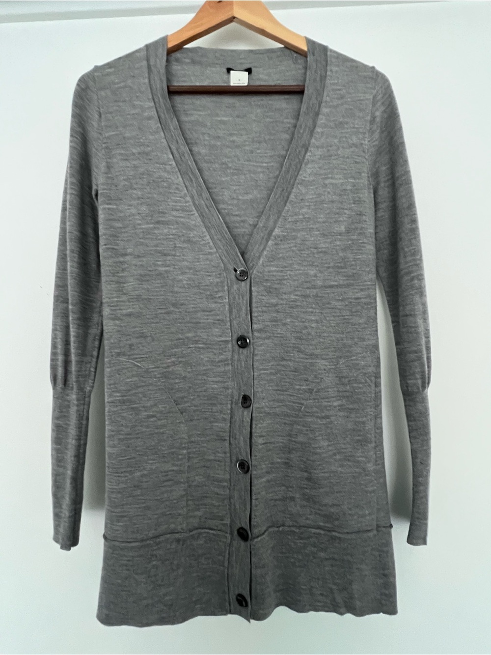 J. Crew Gray V-Neck Button Front Long Cardigan